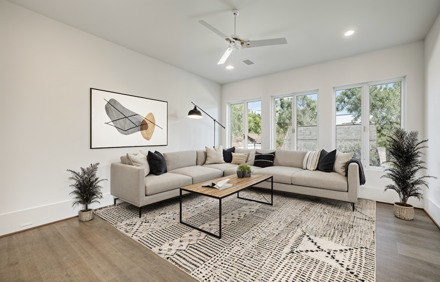 Salón Moderno Decorado Virtualmente con IA