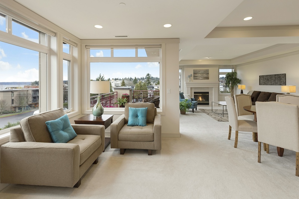 Naturally balanced living room interior, the target look for a well-merged HDR real estate photo